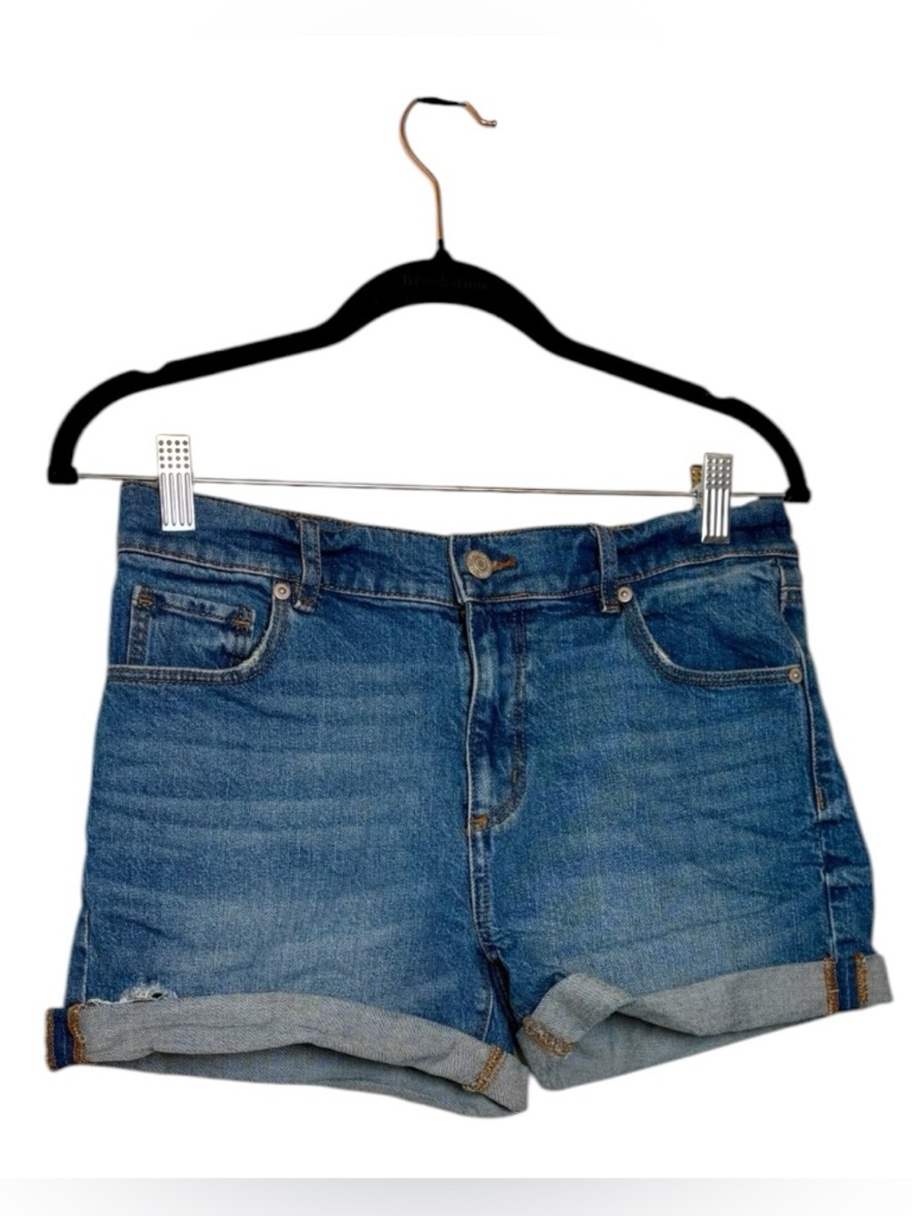 LOFT Blue Denim Cuffed Shorts Casual Classic Summer Preppy Size 26 - Picture 2 of 8
